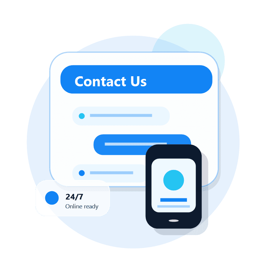 Blue Contact Us illustration for Fonex Digital